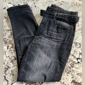 WHBM high waisted faded black slim ankle length jeans. Size 10.